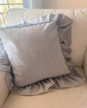 Load image into Gallery viewer, French Striped Linen Ruffle Pillow Sham