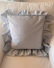 Load image into Gallery viewer, French Striped Linen Ruffle Pillow Sham