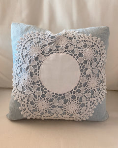 Dusty Blue Lacy Pillow