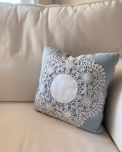 Load image into Gallery viewer, Dusty Blue Lacy Pillow

