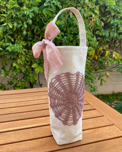 Load image into Gallery viewer, Wine Stained Flower Wine Tote
