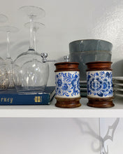 Load image into Gallery viewer, Blue Flower Salt Shaker + Pepper Grinder