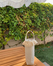 Load image into Gallery viewer, Cream Ruffle Lace Wine Tote