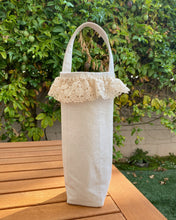 Load image into Gallery viewer, Cream Ruffle Lace Wine Tote