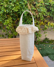 Load image into Gallery viewer, Cream Ruffle Lace Wine Tote