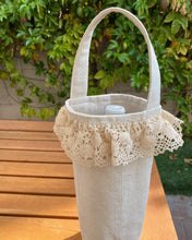 Load image into Gallery viewer, Cream Ruffle Lace Wine Tote