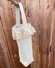 Load image into Gallery viewer, Cream Ruffle Lace Wine Tote
