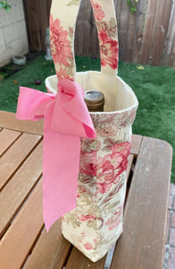 Hot Pink Rose Wine Tote