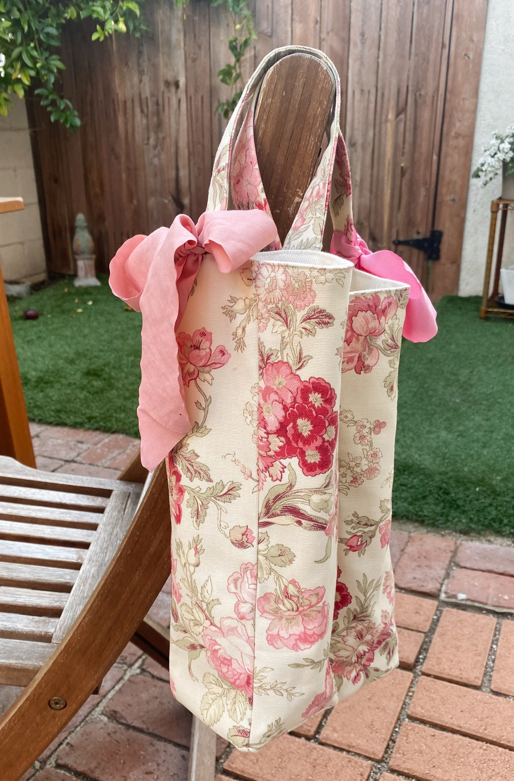 Pink Rose Wine Tote