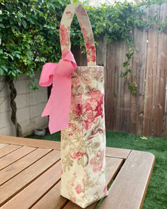 Hot Pink Rose Wine Tote