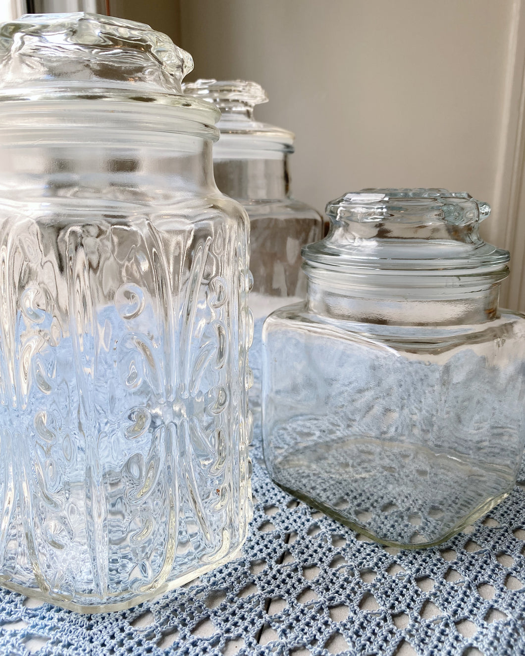 Three Piece Glass Canister Set