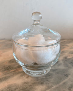 Flower Etched Glass Bowl with Lid