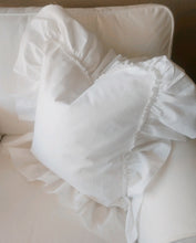 Load image into Gallery viewer, White Linen Ruffle Pillow
