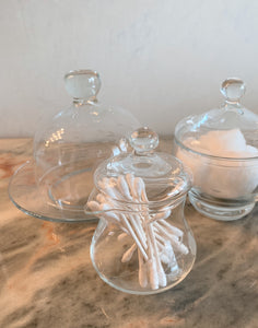 Flower Etched Glass Bowl with Lid