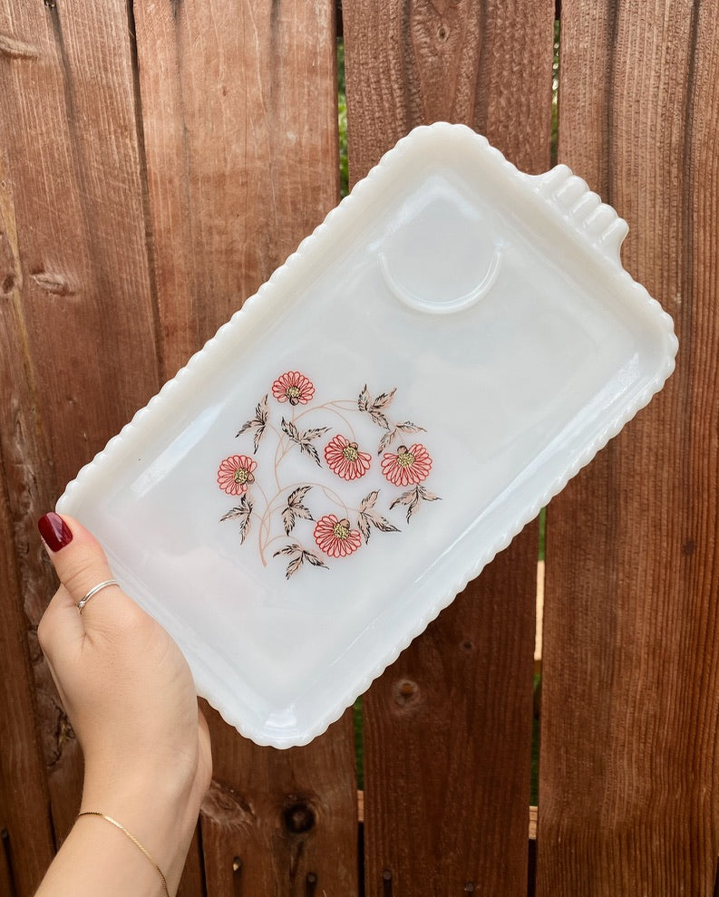 White Tray with Red Roses