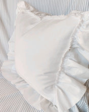 Load image into Gallery viewer, White Linen Ruffle Pillow
