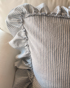 French Striped Linen Ruffle Pillow Sham