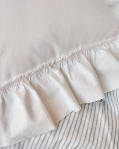 White Linen Ruffle Pillow