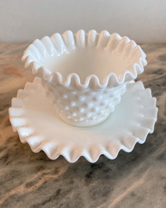 Hobnail Milk Glass Mayonnaise Bowl