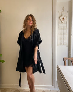 Silk Lace Black Robe