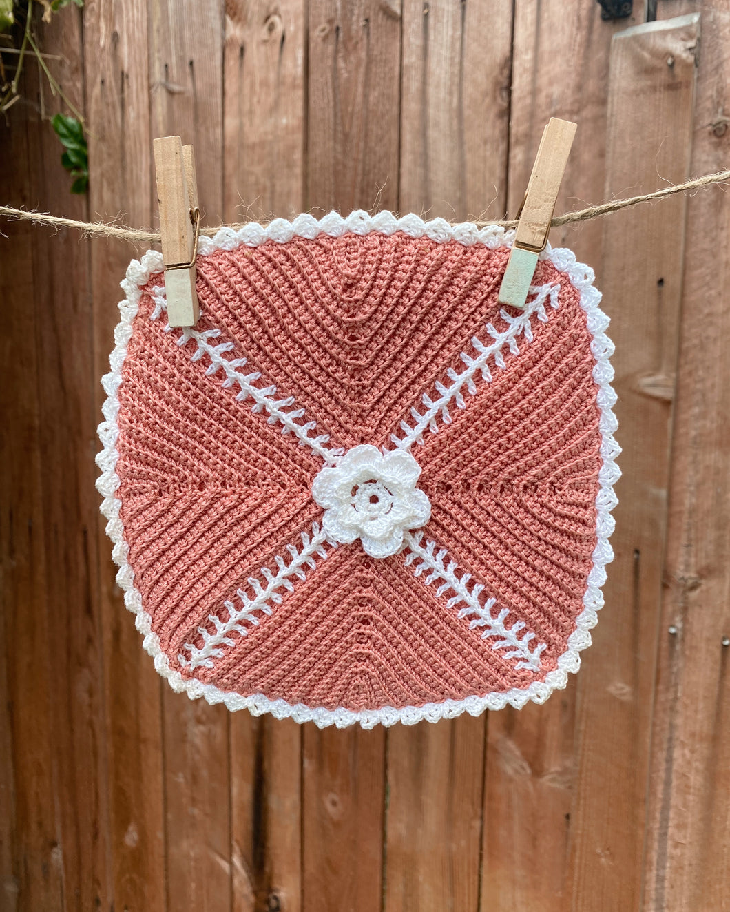 White Flower Potholder