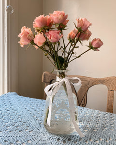 Glass Rose Etched Vase