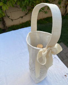 White Doily Wine Tote