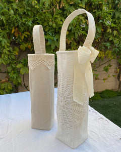 White Doily Wine Tote