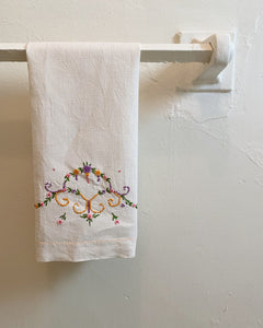 Rosebud Embroidered Tea Towel