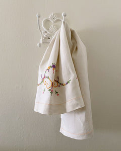 Rosebud Embroidered Tea Towel