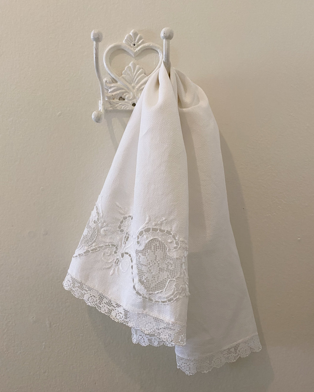 White Embroidered Tea Towel