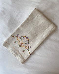 Rosebud Embroidered Tea Towel