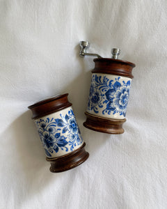 Blue Flower Salt Shaker + Pepper Grinder