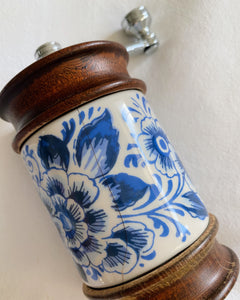 Blue Flower Salt Shaker + Pepper Grinder