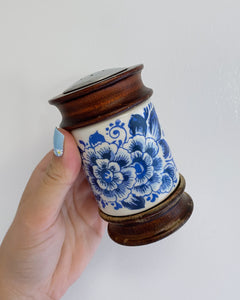 Blue Flower Salt Shaker + Pepper Grinder