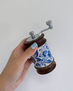 Blue Flower Salt Shaker + Pepper Grinder