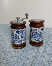 Load image into Gallery viewer, Blue Flower Salt Shaker + Pepper Grinder
