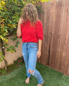 Red Short Sleeved Sweater