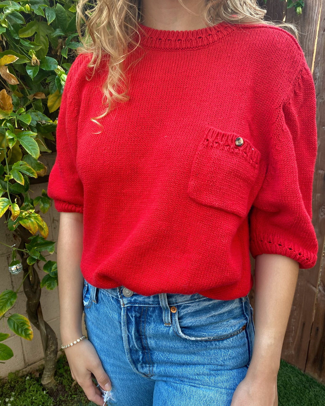 Red Short Sleeved Sweater