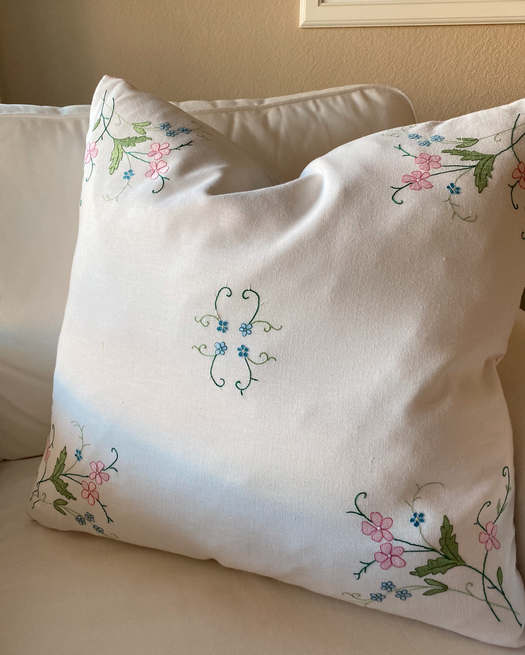 Large Embroidered Pillow Sham