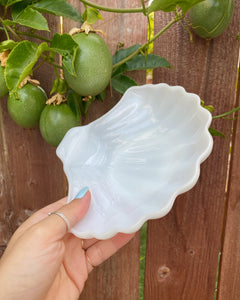 Milk Glass Shell Dish